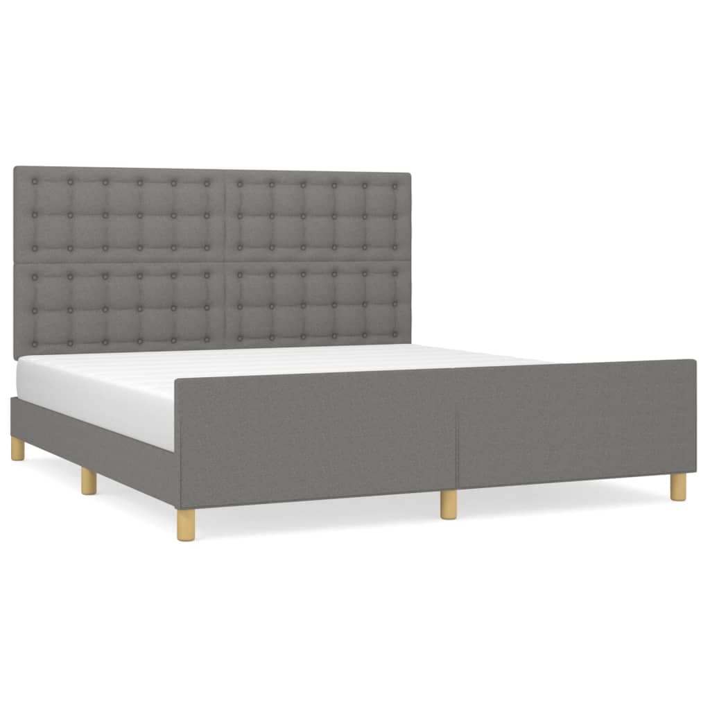 vidaXL Estrutura de cama sem colchão 160x200 cm tecido cinzento-escuro