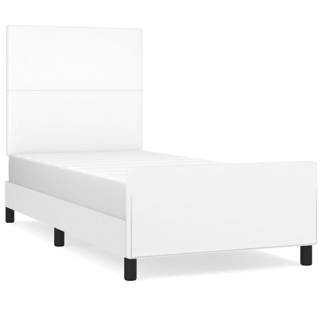 vidaXL Estrutura Cama C/ Cabeceira 90x200 cm Couro Artificial Branco - 4005667841