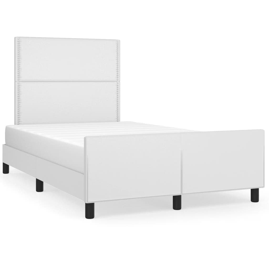 vidaXL Estrutura cama c/ cabeceira 120x200 cm couro artificial branco