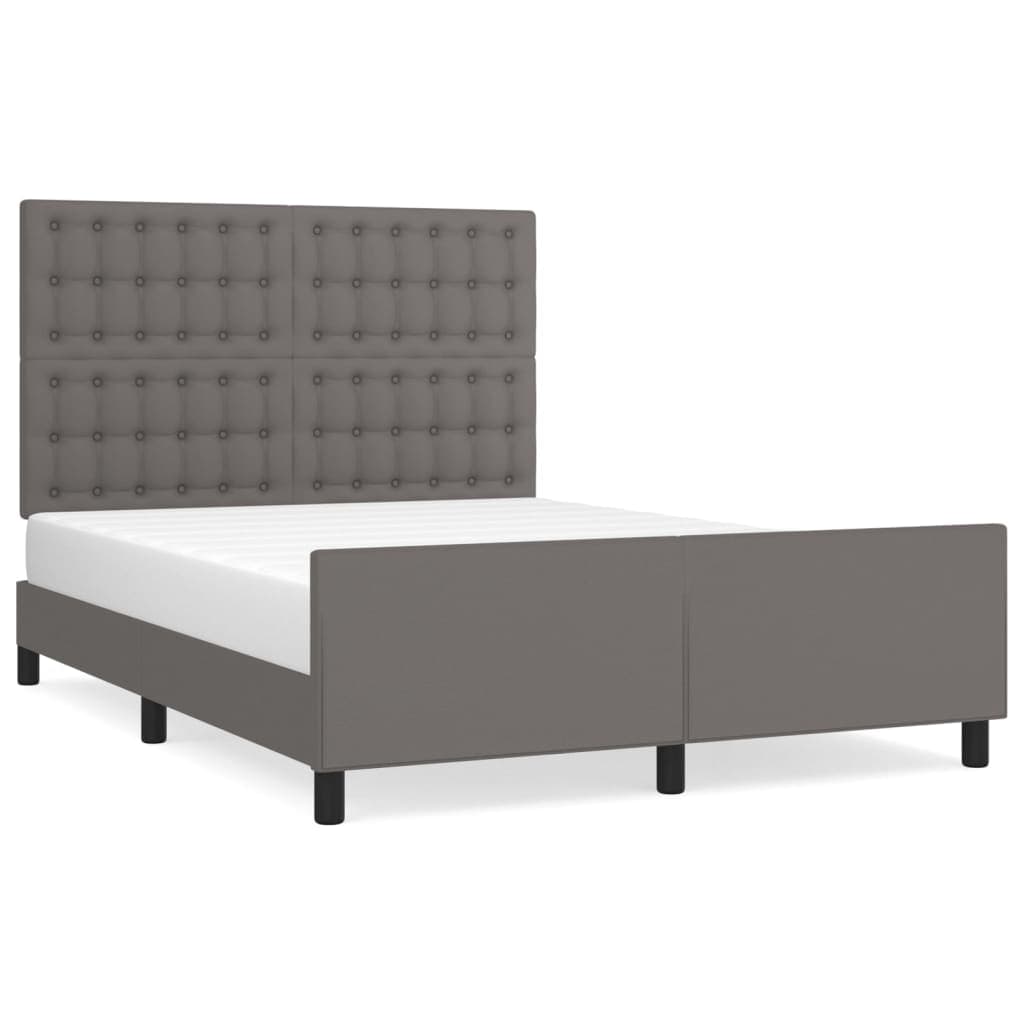 vidaXL Estrutura cama c/ cabeceira 140x200cm couro artificial cinzento