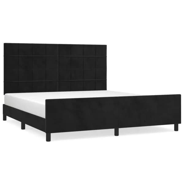 vidaXL Estrutura de Cama com Cabeceira 180x200 cm Veludo Preto - 3895219897