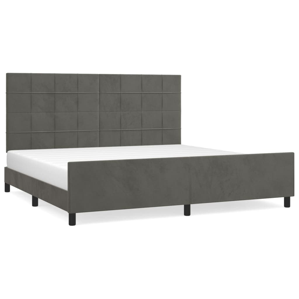 vidaXL Estrutura de cama sem colchão 200x200 cm veludo cinzento-escuro