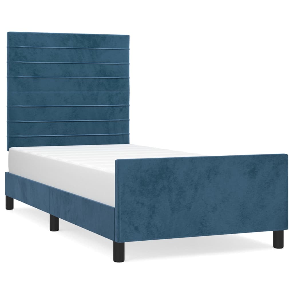 vidaXL Estrutura de cama sem colchão 80x200 cm veludo azul-escuro