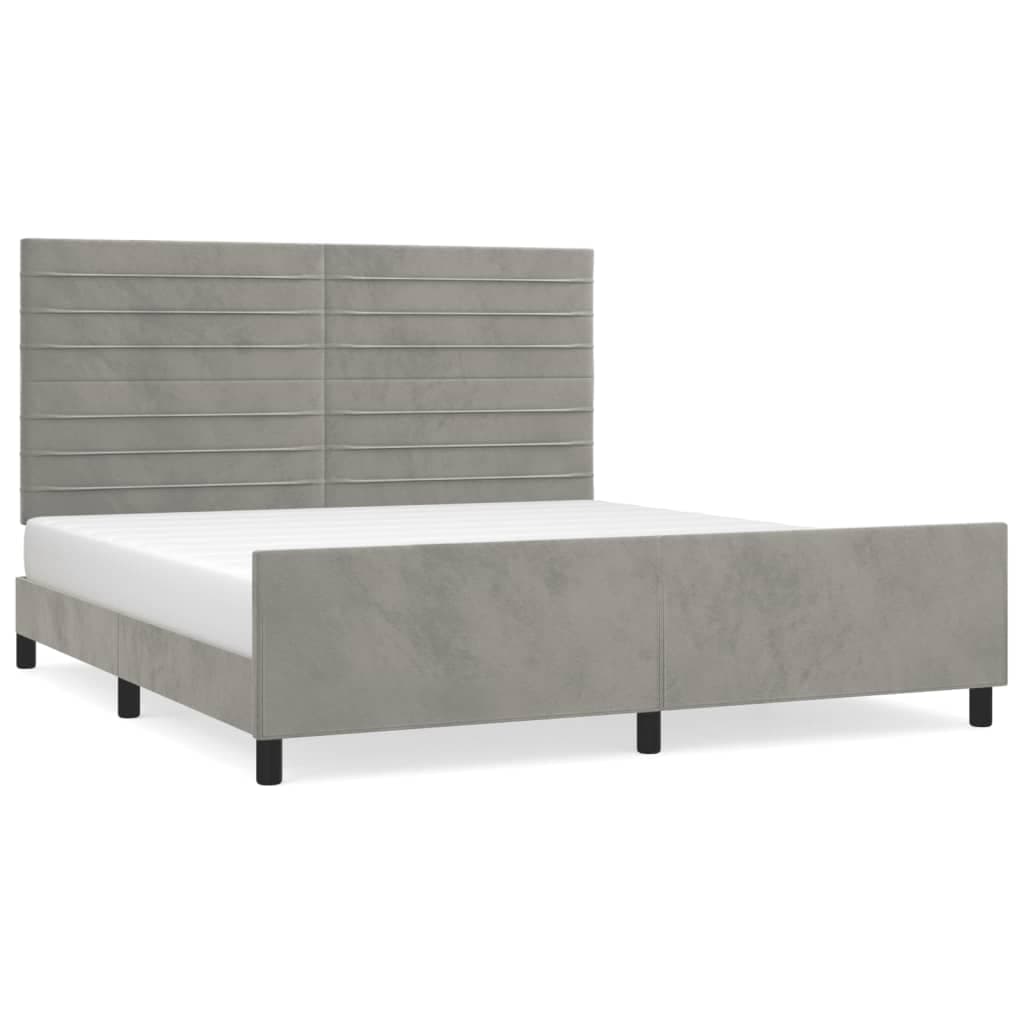 vidaXL Estrutura de cama sem colchão 160x200 cm veludo cinzento-claro