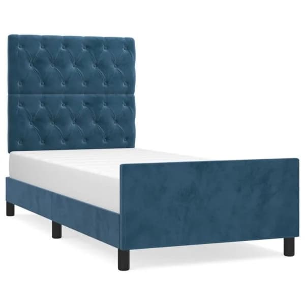 vidaXL Estrutura de Cama com Cabeceira 80x200 cm Veludo Azul-escuro - 3559871952
