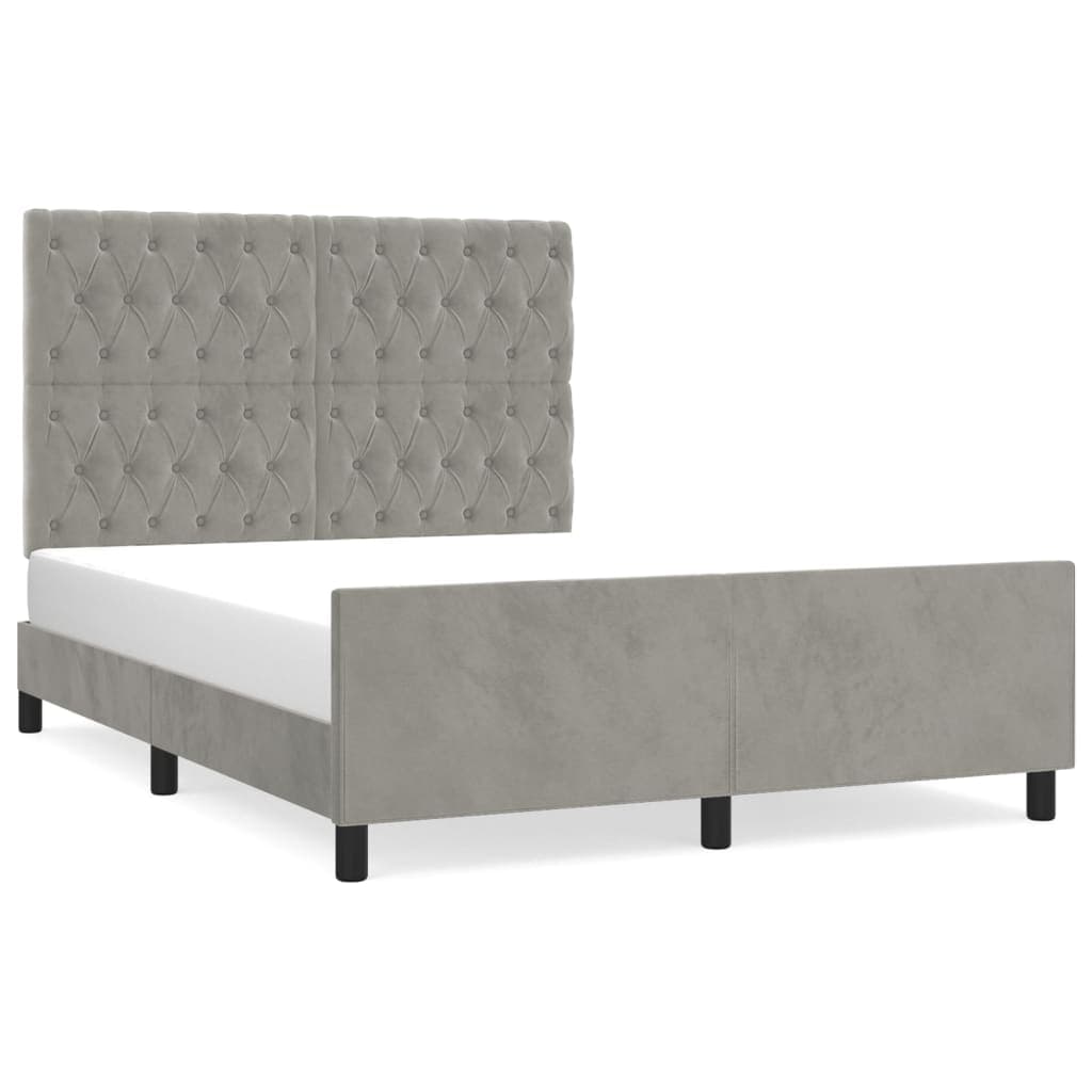vidaXL Estrutura de cama sem colchão 140x200 cm veludo cinzento-claro