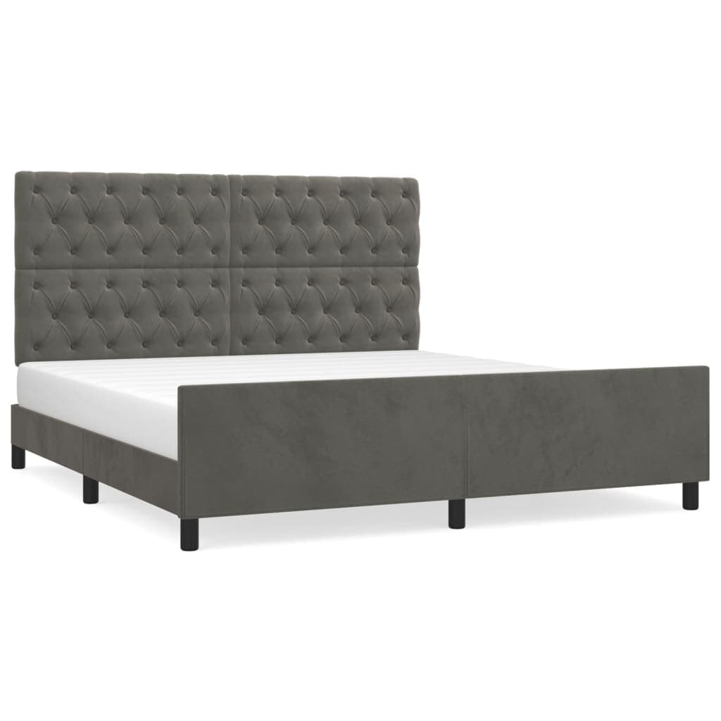 vidaXL Estrutura de cama sem colchão 160x200 cm veludo cinzento-escuro