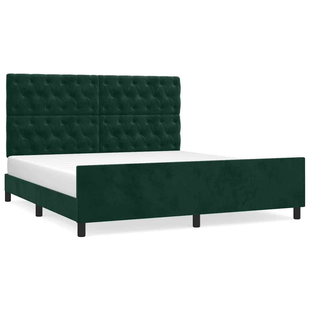 vidaXL Estrutura de cama sem colchão 160x200 cm veludo verde-escuro