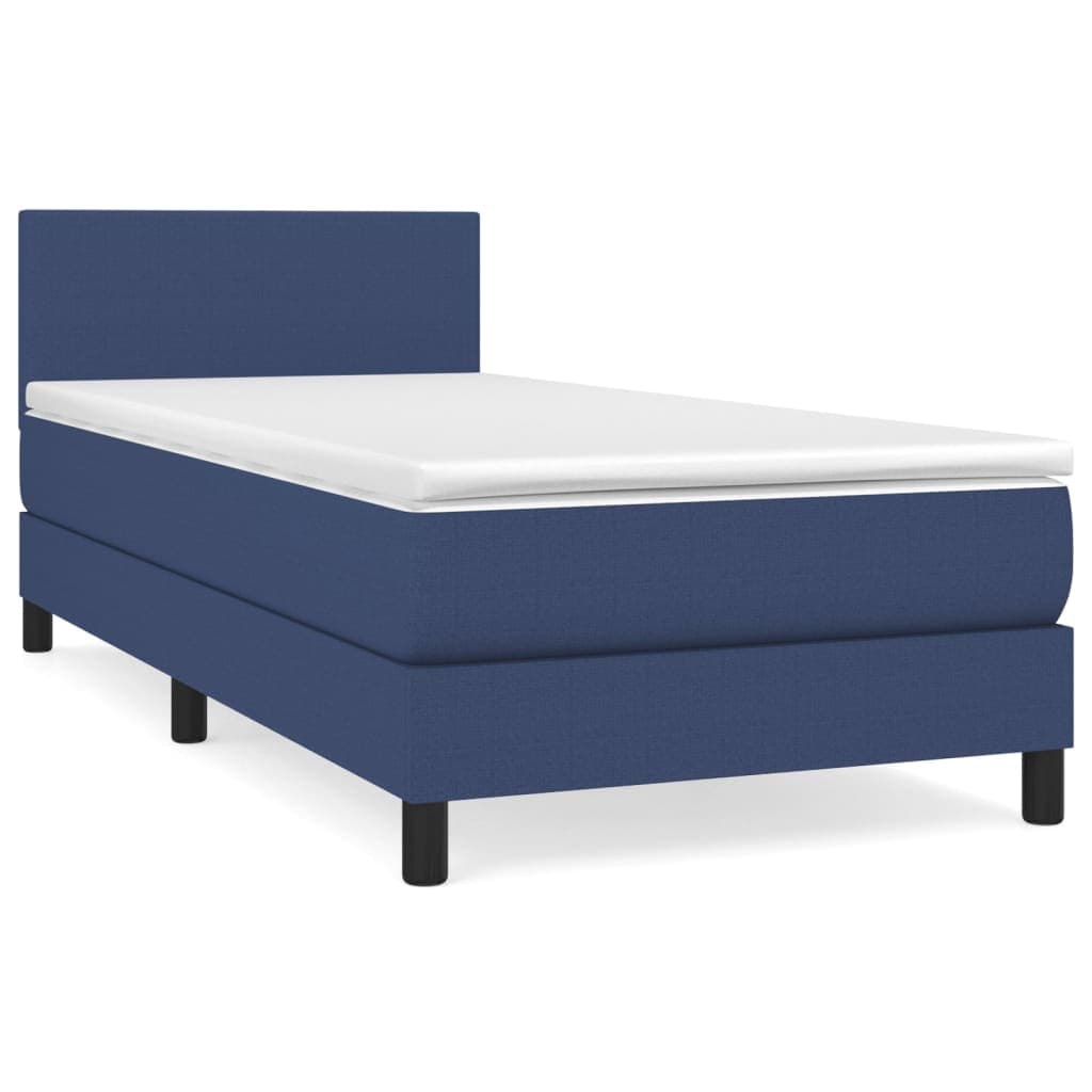 vidaXL Cama com molas/colchão 90x190 cm tecido azul