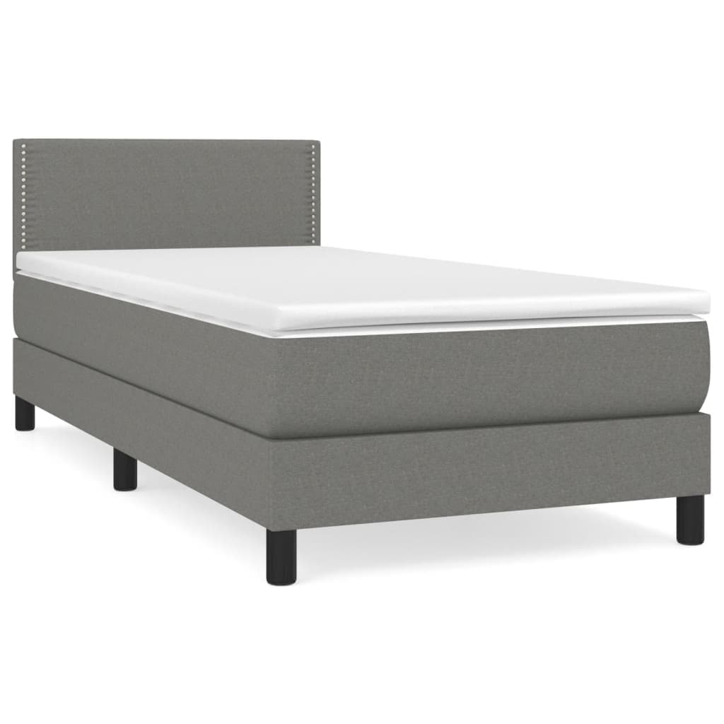 vidaXL Cama com Molas/colchão 90x200 cm Tecido Cinzento-escuro - 541928411