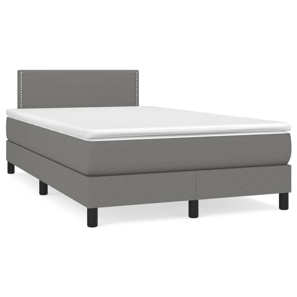 vidaXL Cama com Molas/colchão 120x200 cm Tecido Cinzento-escuro - 353799488