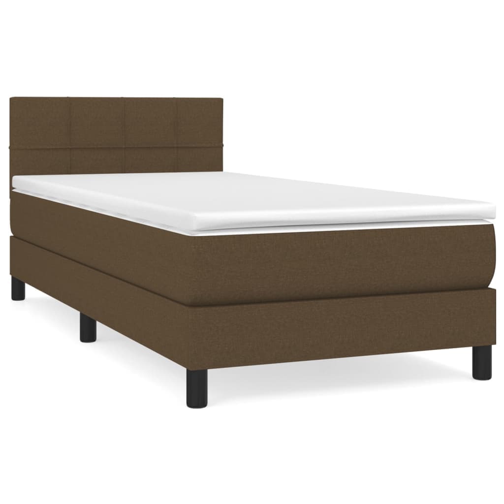 vidaXL Cama com Molas/colchão 90x200 cm Tecido Castanho-escuro - 1364592975