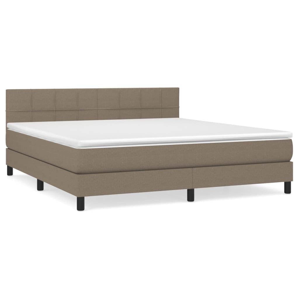 vidaXL Cama com molas/colchão 160x200 cm tecido castanho-acinzentado