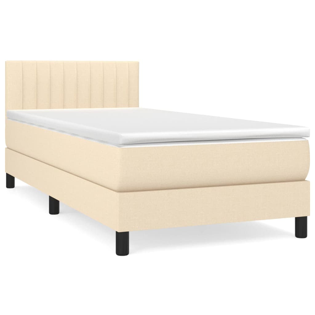 vidaXL Cama com molas/colchão 90x200 cm tecido cor crème