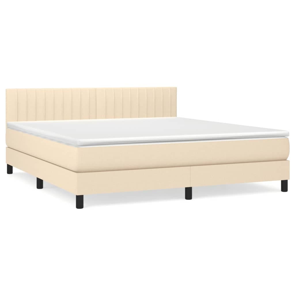 vidaXL Cama com Molas/colchão 180x200 cm Tecido Cor Creme - 1271524448