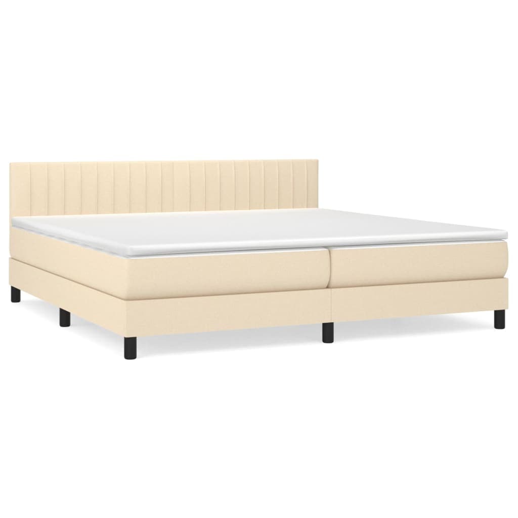 vidaXL Cama com molas/colchão 200x200 cm tecido cor creme