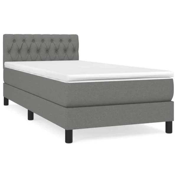 vidaXL Cama com Molas/colchão 90x190 cm Tecido Cinza-escuro - 496192486