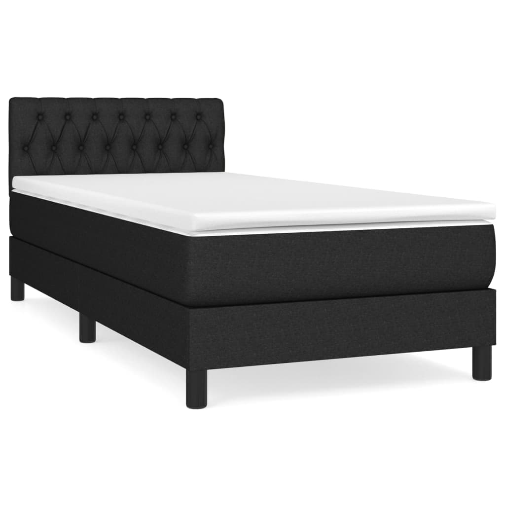 vidaXL Cama com Molas/colchão 100x200 cm Tecido Preto - 1360287193