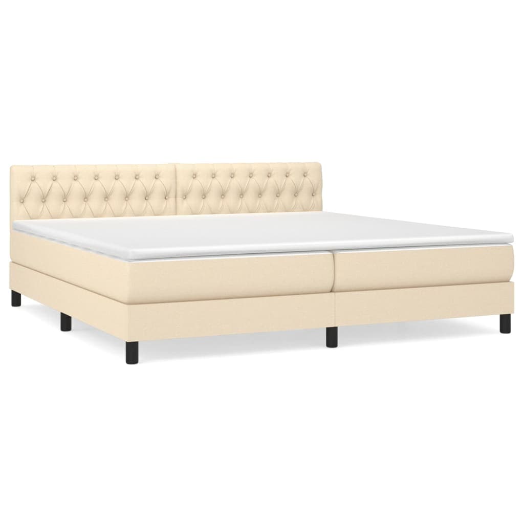 vidaXL Cama com molas/colchão 200x200 cm tecido cor creme