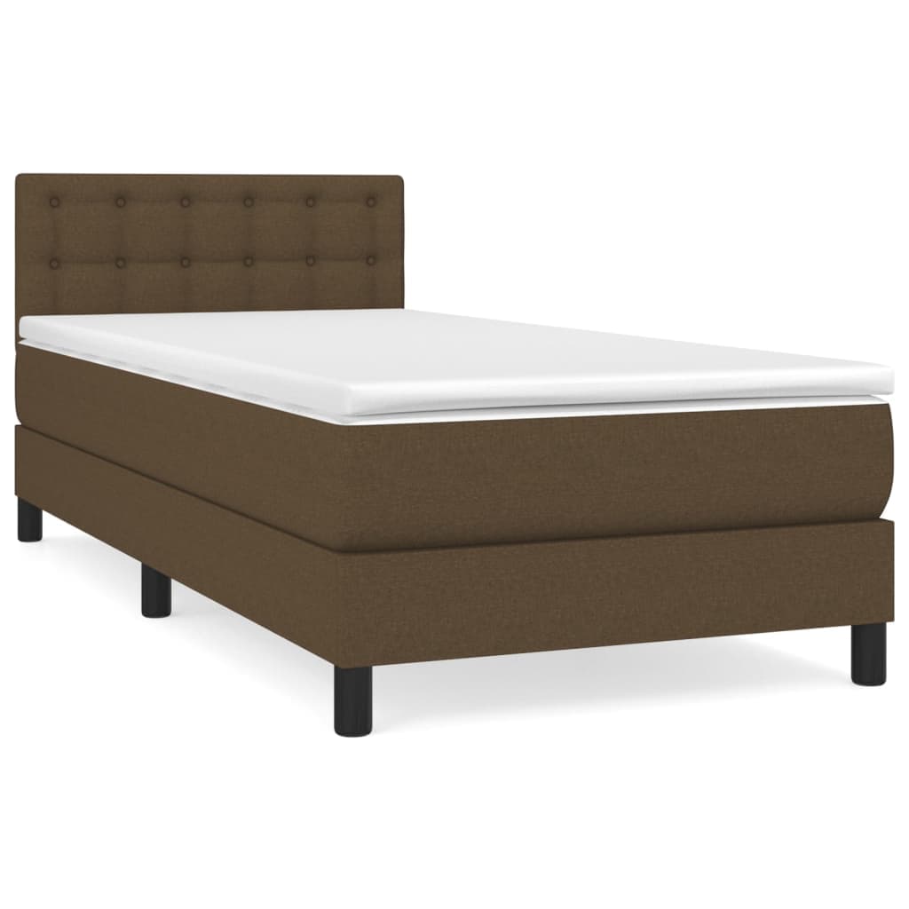 vidaXL Cama com Molas/colchão 90x200 cm Tecido Castanho-escuro - 88739984
