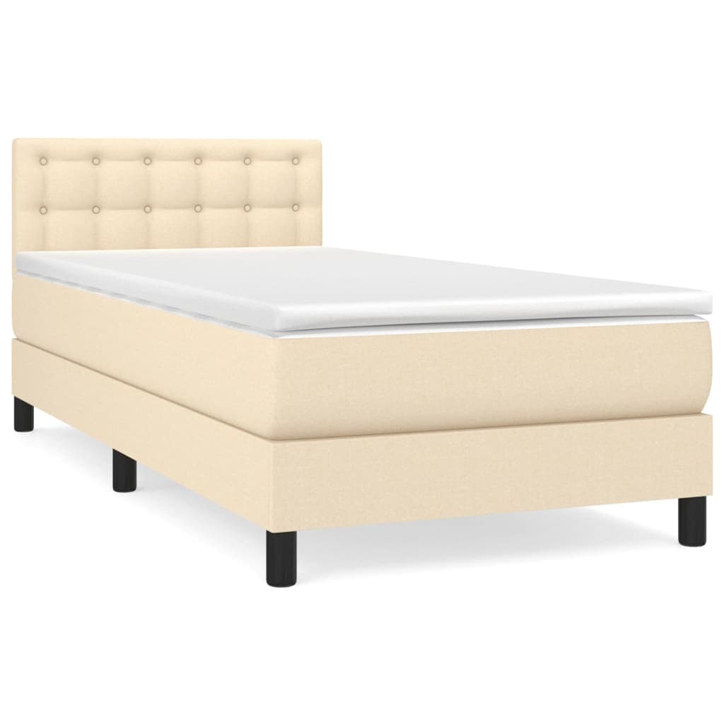 vidaXL Cama com Molas/colchão 100x200 cm Tecido Cor Creme - 475079121