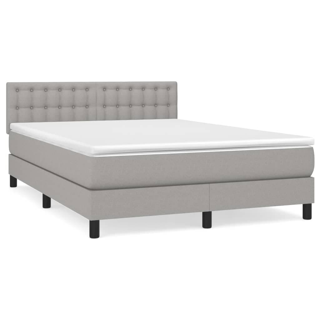vidaXL Cama com Molas/colchão 140x200 cm Tecido Cinzento-claro - 3201851074