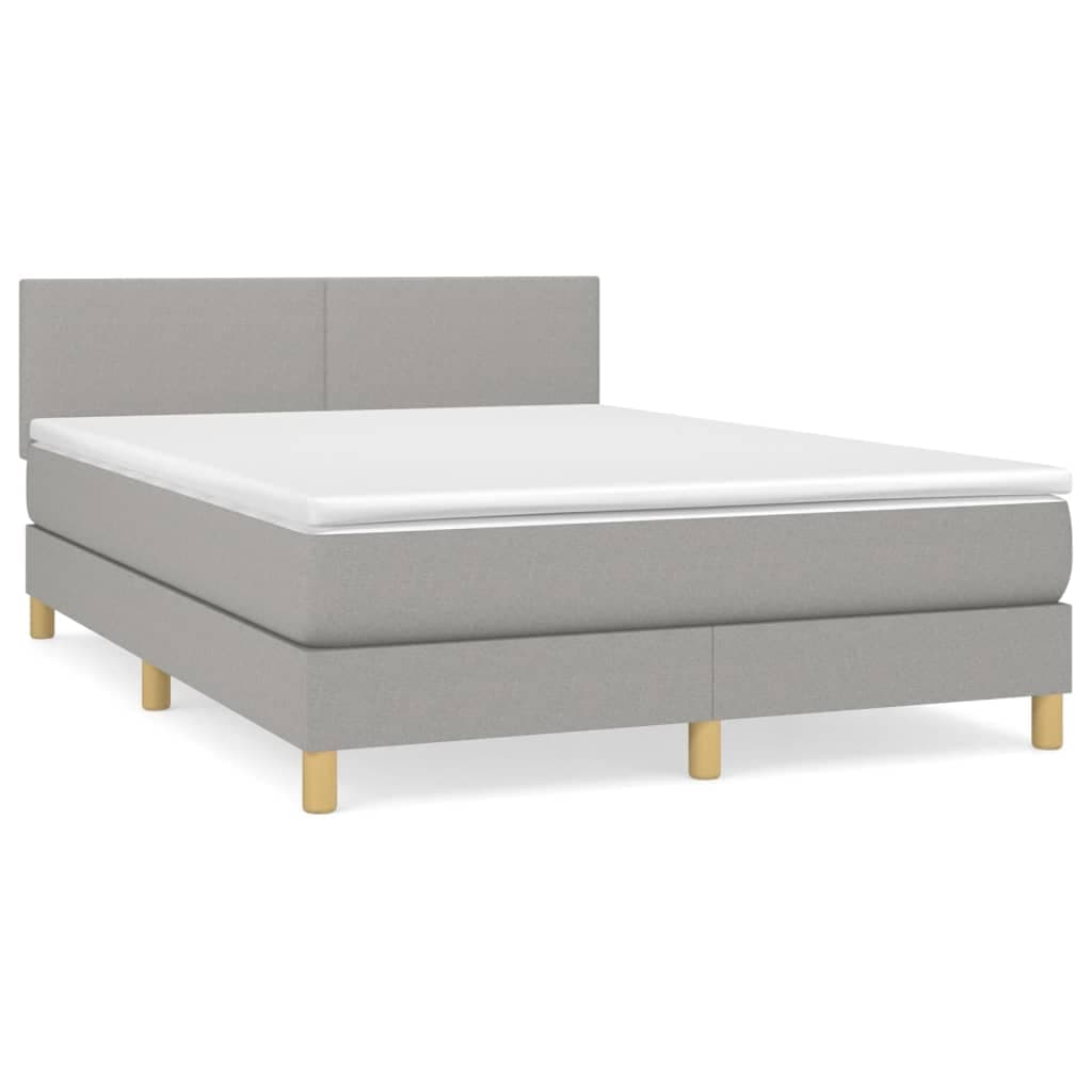 vidaXL Cama com molas/colchão 140x200 cm tecido cinzento-claro