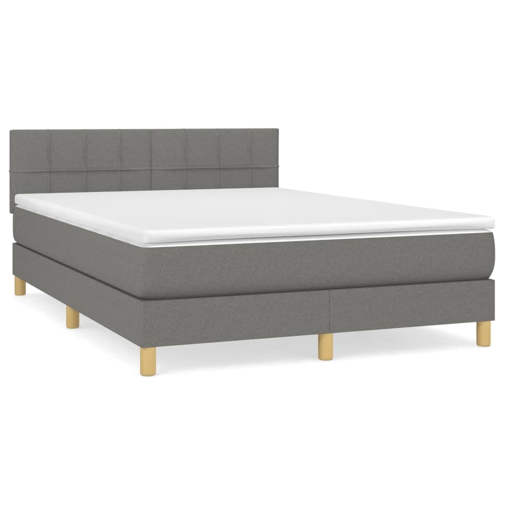 vidaXL Cama com molas/colchão 140x200 cm tecido cinzento-escuro