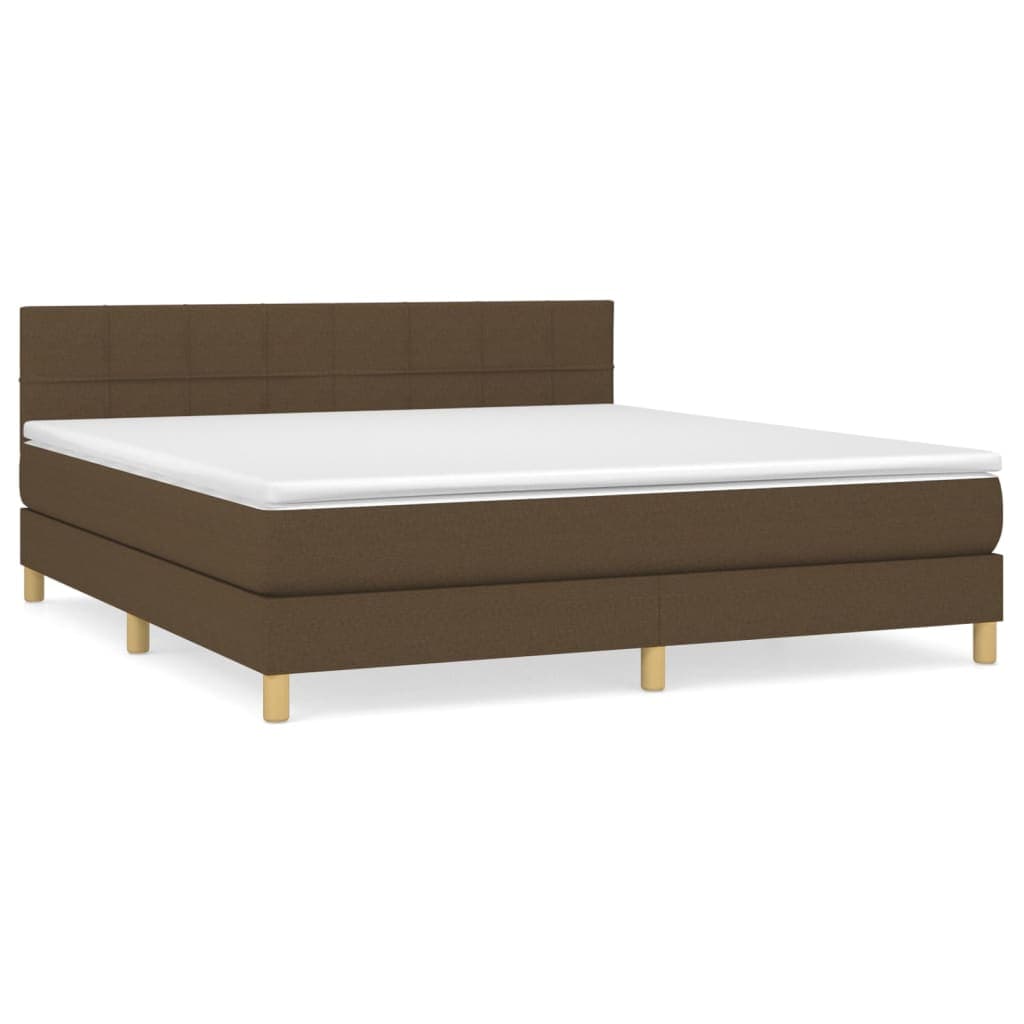vidaXL Cama com molas/colchão 180x200 cm tecido castanho-escuro