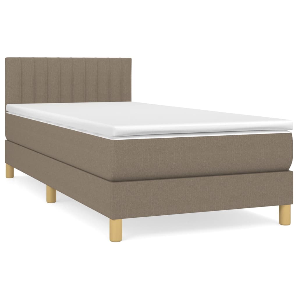 vidaXL Cama com molas/colchão 90x200 cm tecido castanho-acinzentado