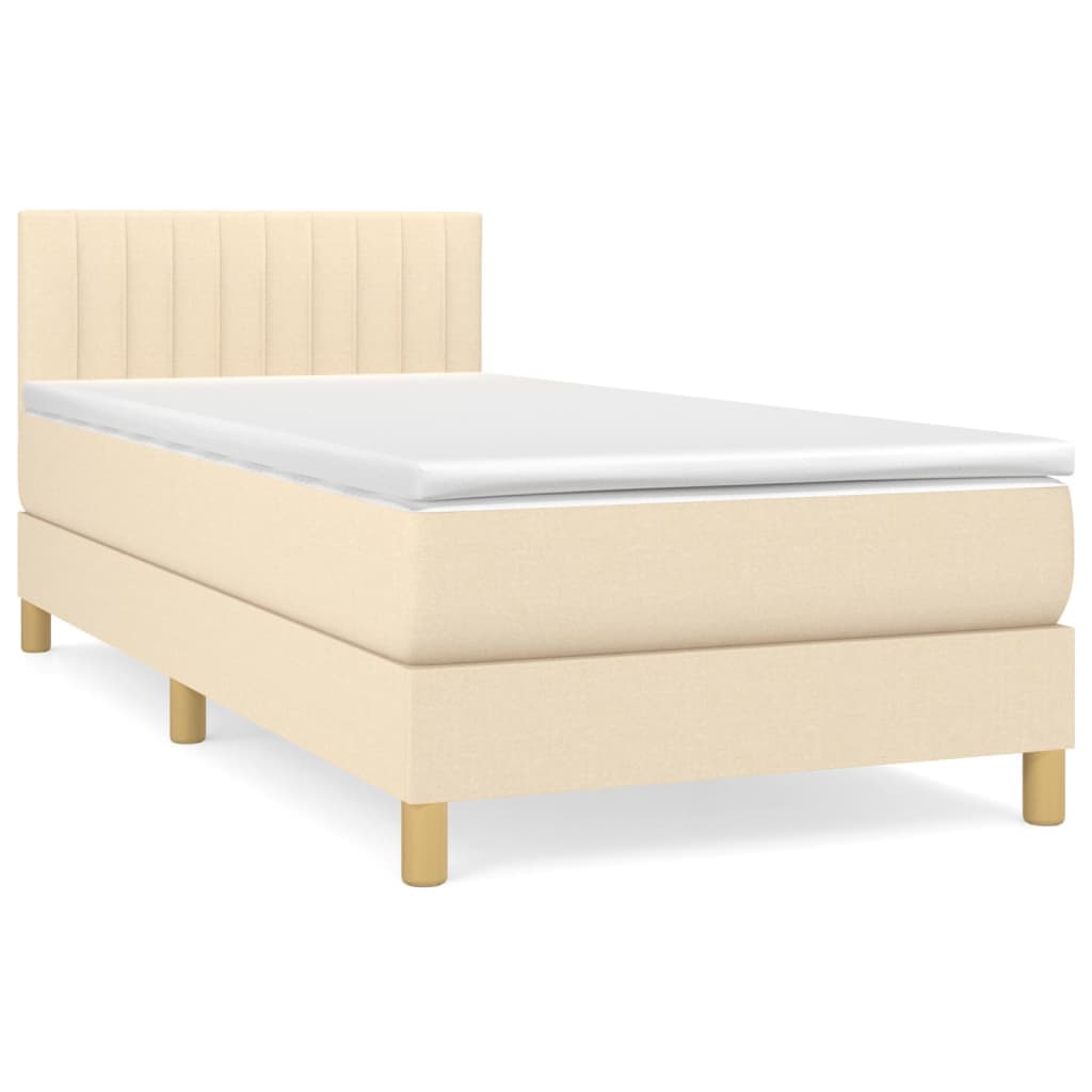 vidaXL Cama com molas/colchão 90x200 cm tecido cor crème