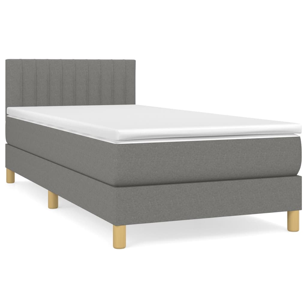 vidaXL Cama com Molas/colchão 100x200 cm Tecido Cinza-escuro - 317637926