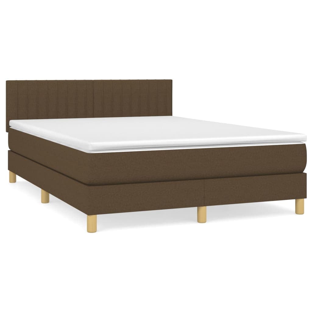 vidaXL Cama com molas/colchão 140x200 cm tecido castanho-escuro