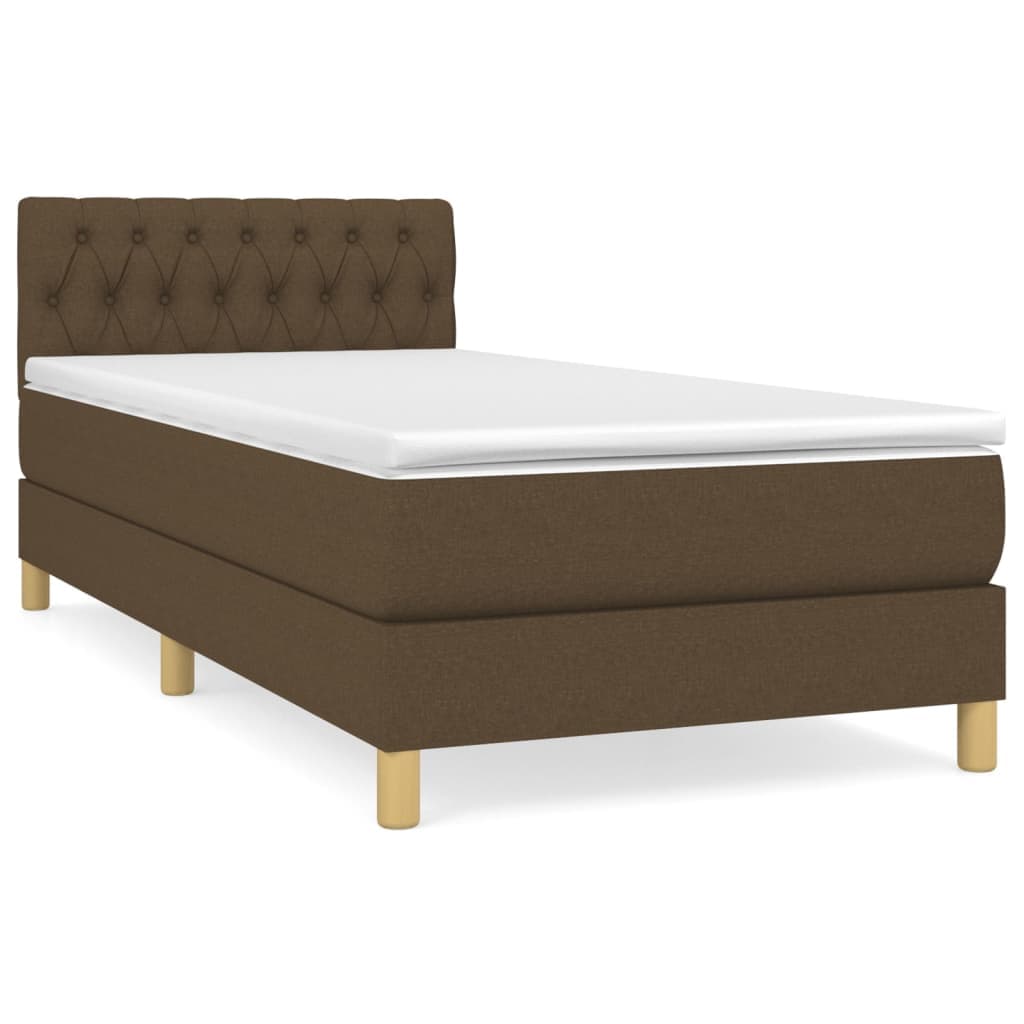 vidaXL Cama com molas/colchão 80x200 cm tecido castanho-escuro