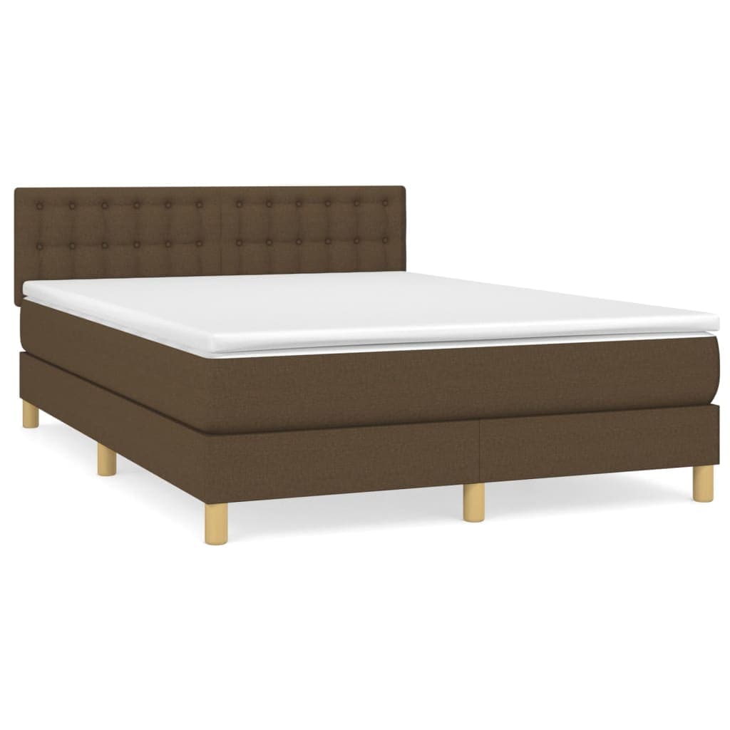 vidaXL Cama com Molas/colchão 140x190 cm Tecido Castanho-escuro - 2806639263