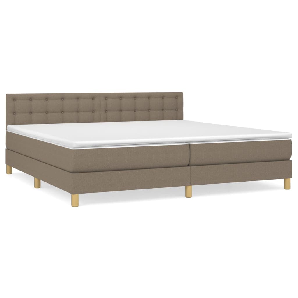 vidaXL Cama com molas/colchão 200x200 cm tecido castanho-acinzentado