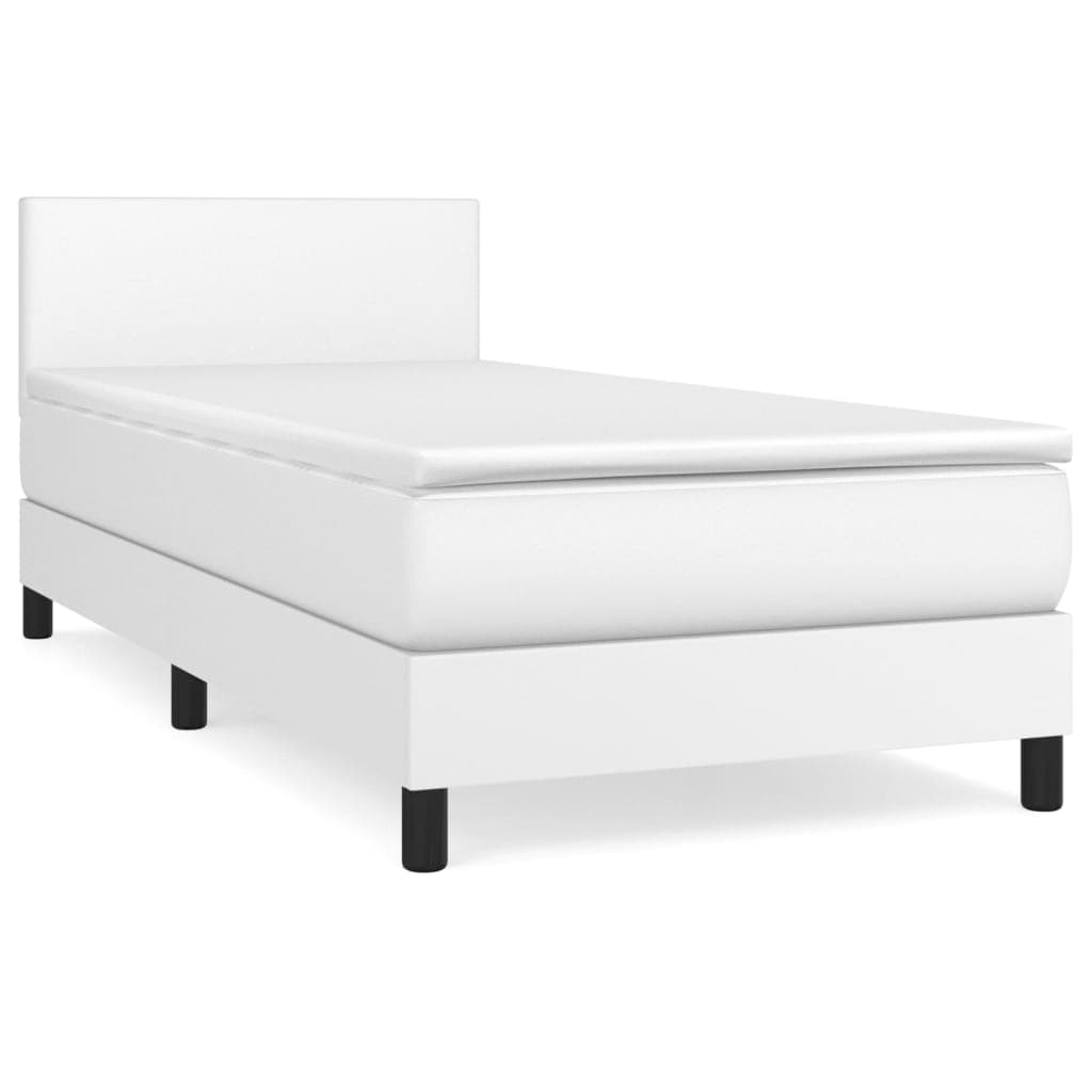vidaXL Cama com Molas/colchão 100x200 cm Couro Artificial Branco - 2758335050