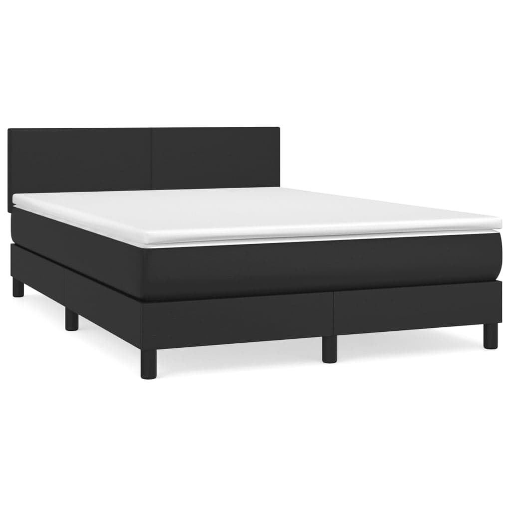 vidaXL Cama com molas/colchão 140x200 cm couro artificial preto