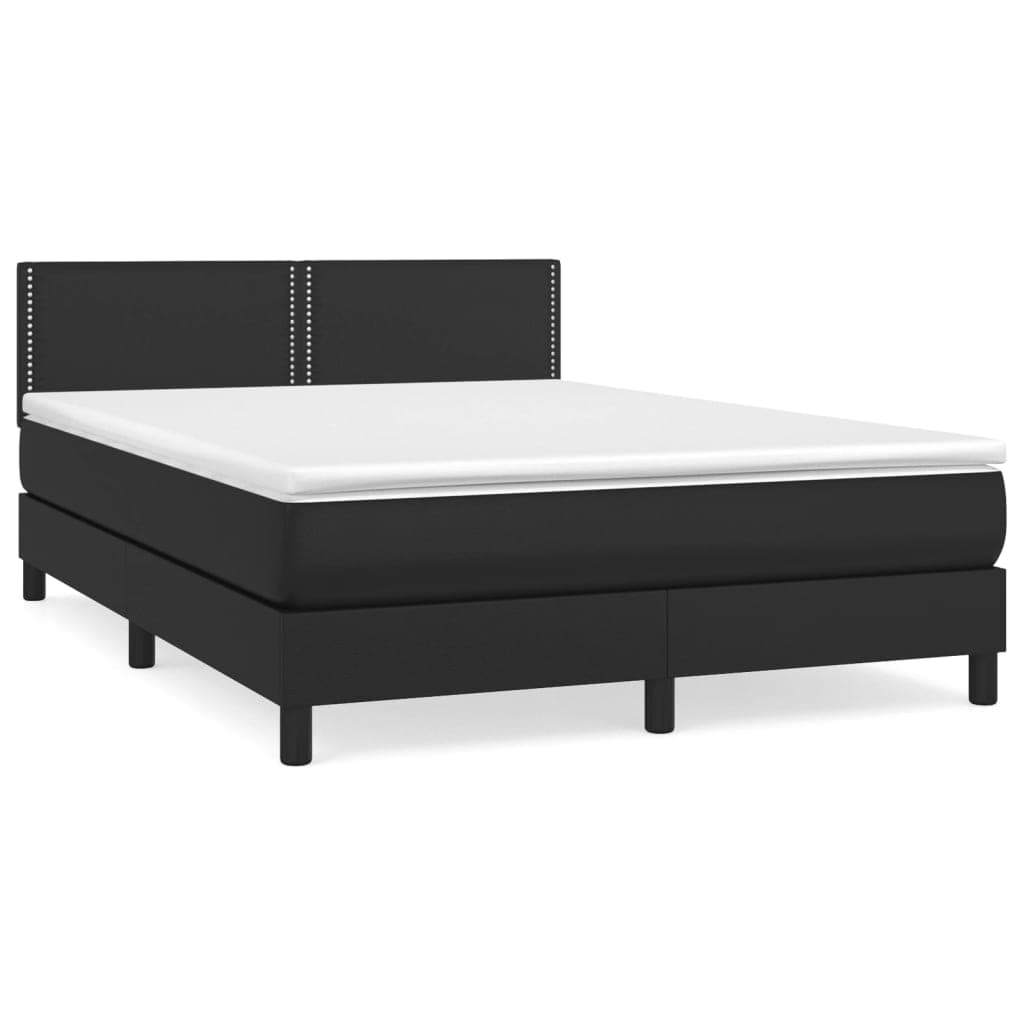 vidaXL Cama com molas/colchão 140x190 cm couro artificial preto