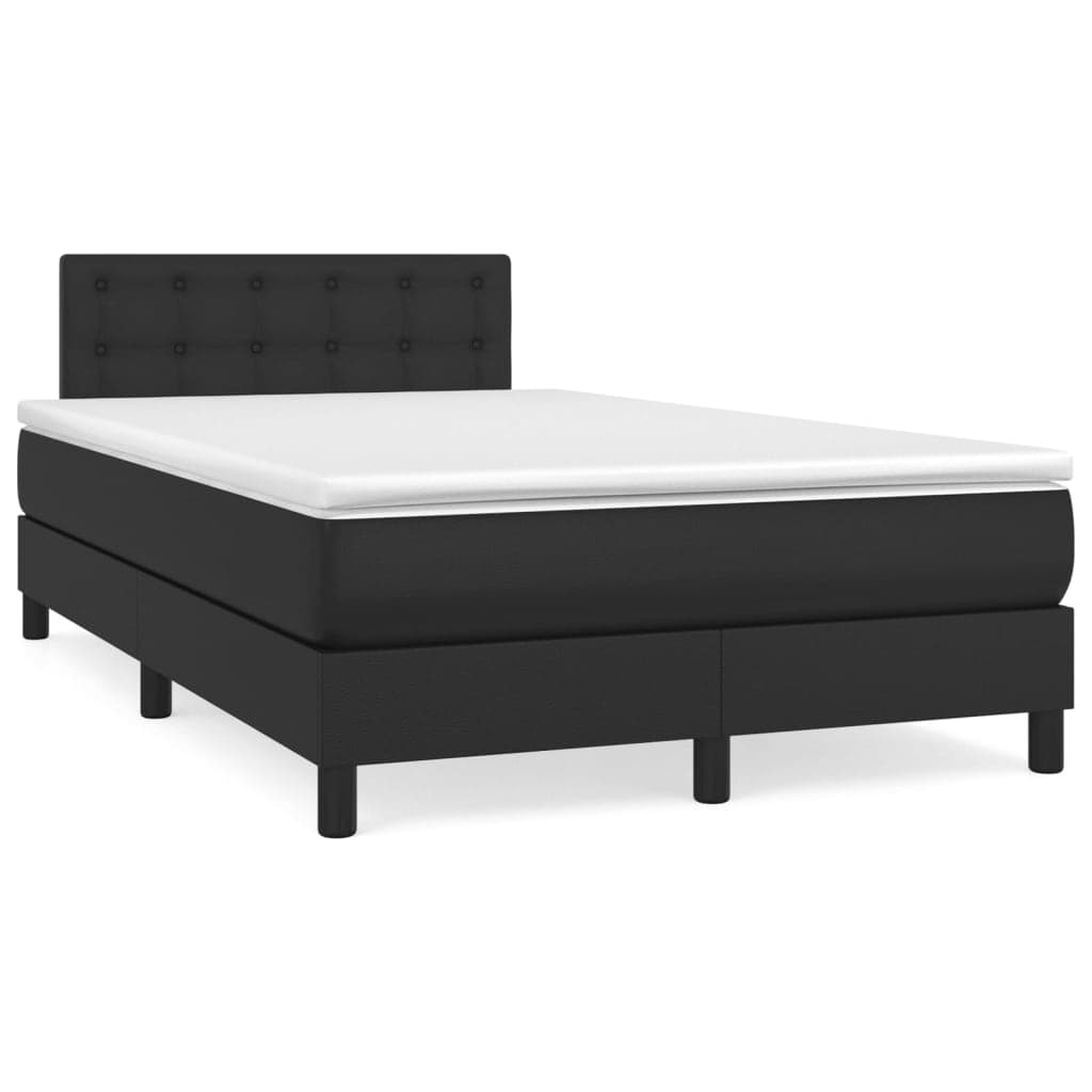 vidaXL Cama com Molas/colchão 120x200 cm Couro Artificial Preto - 1423412822