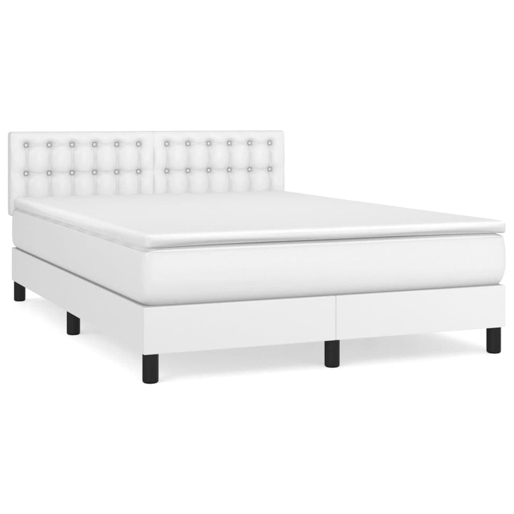 vidaXL Cama com molas/colchão 140x200 cm couro artificial branco