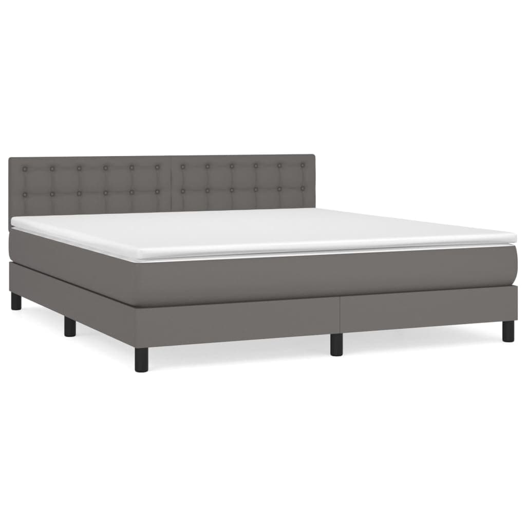 vidaXL Cama com molas/colchão 180x200 cm couro artificial cinza