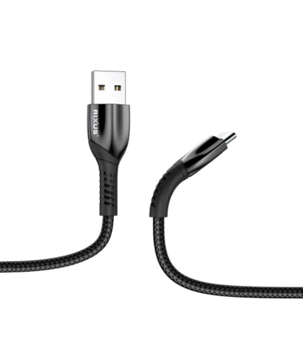 Cabo de dados Rixus 15W USB para Type-C – Preto