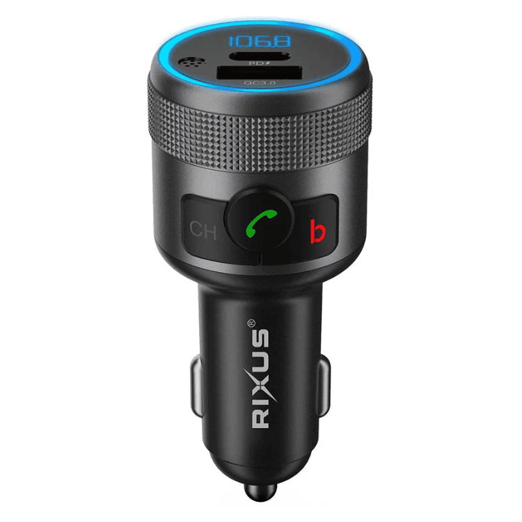Transmissor FM/Carregador Rixus PD 3.0 + QC 3.0