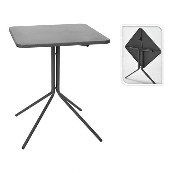 Ambiance Mesa Dobrável 58x58x70cm Cinzento Escuro