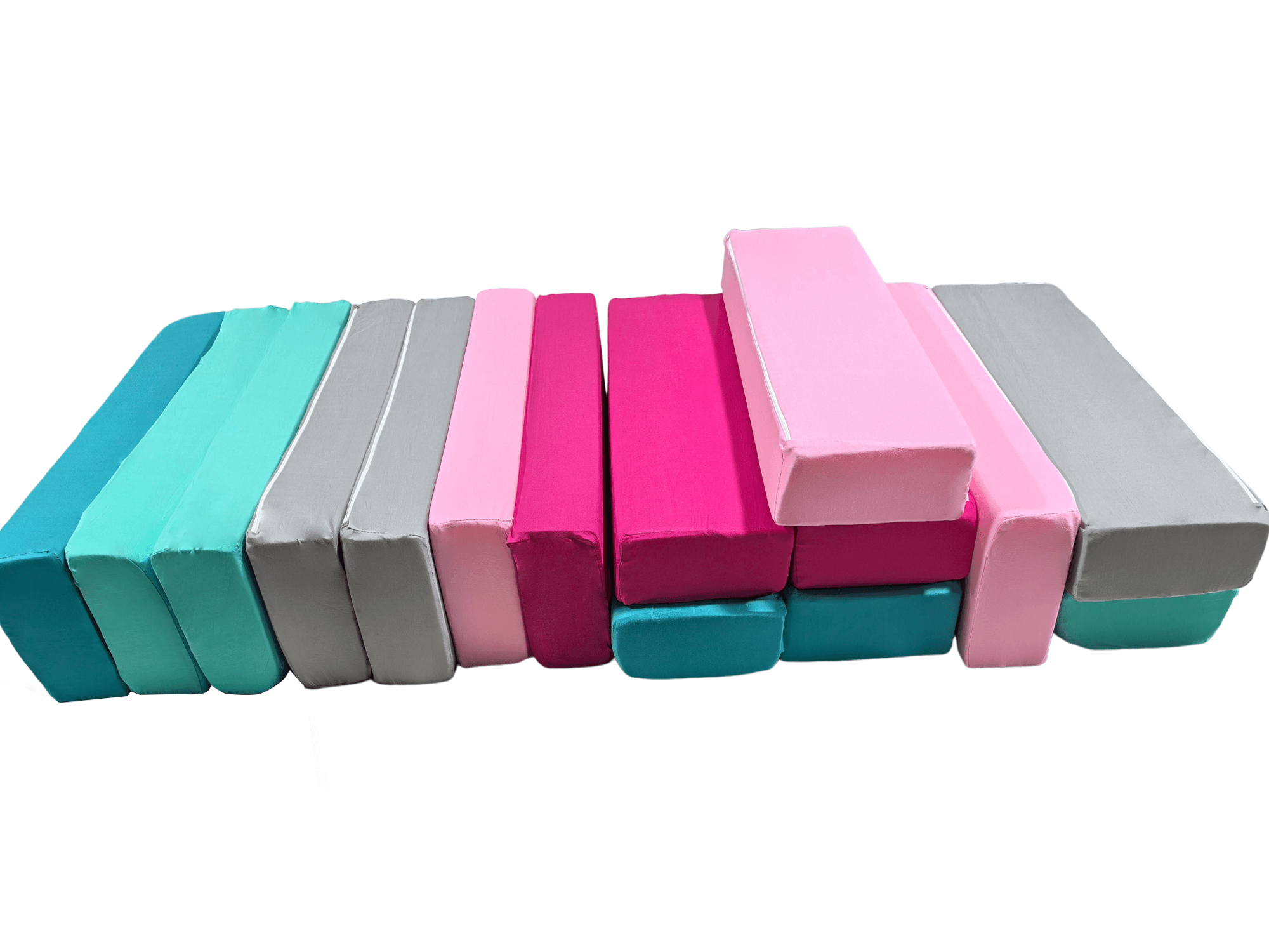 Blocos de espuma tipo Jenga 15 peças azul rosa roxo turquesa