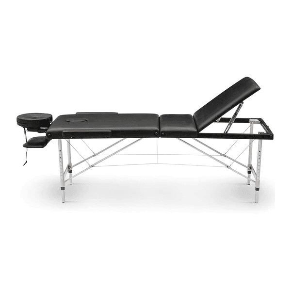 Marquesa de massagem dobrável 3 secções alumínio preto