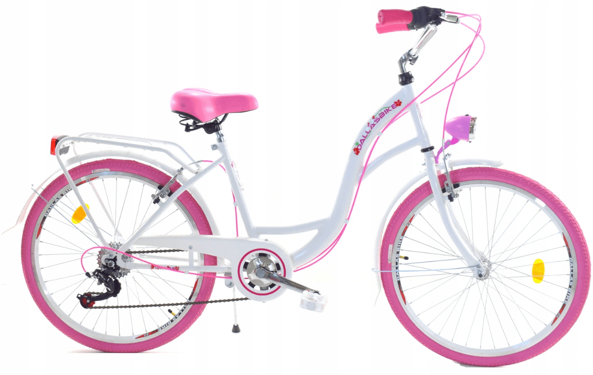 Bicicleta menina 24 polegadas 6 velocidades rosa e branco