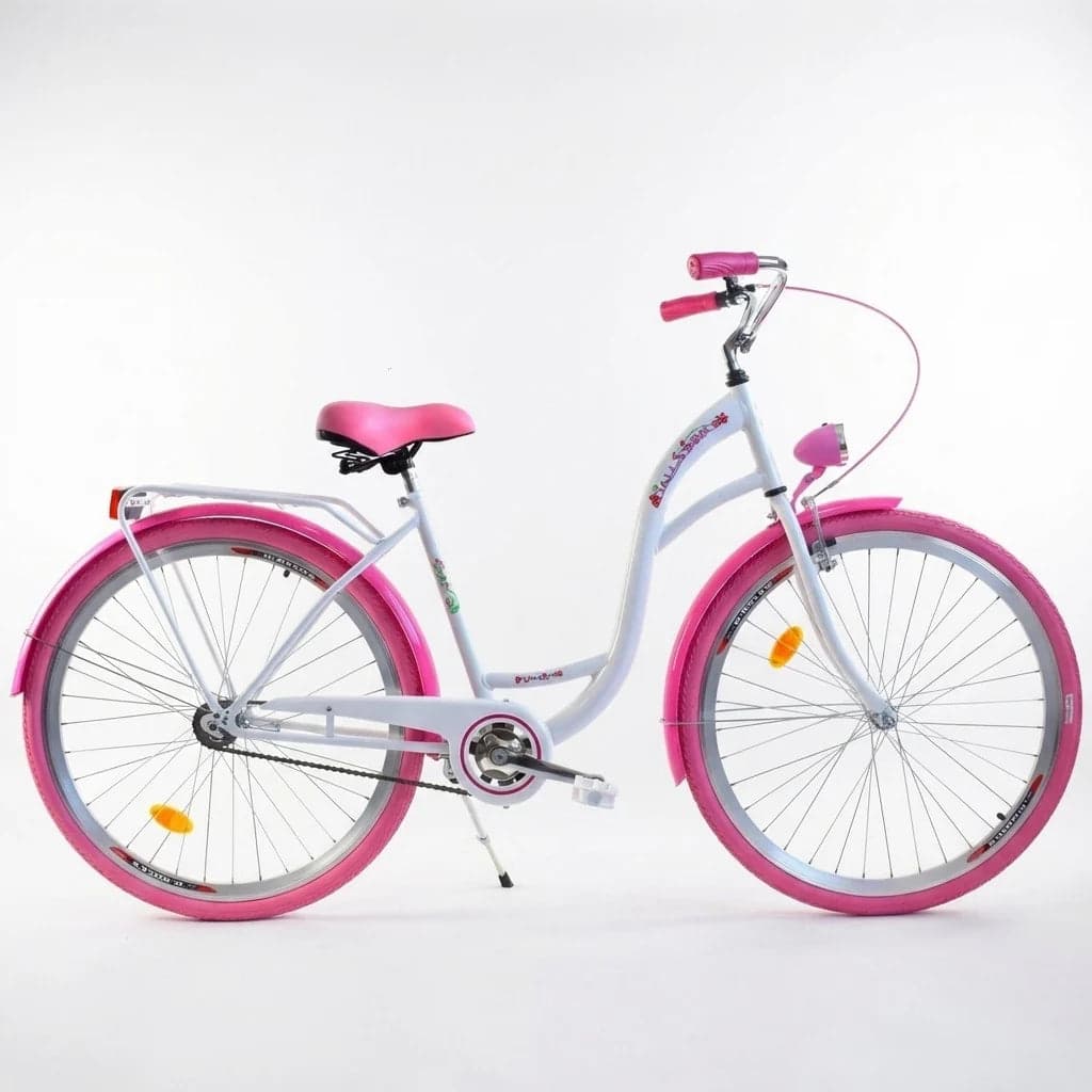 Bicicleta menina 26 polegadas branco e rosa Dallas Bike