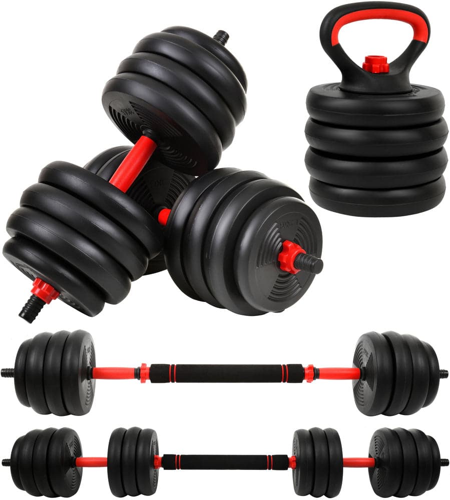 Conjunto de halteres 40 kg ajustáveis com kettlebell